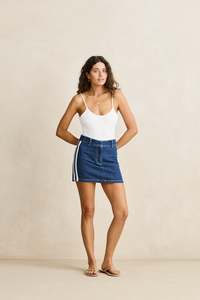 Womens Best Sellers: Contrast Denim Skirt Blue