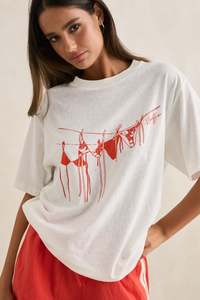 Womens T Shirts: Melia Oversized T-Shirt Red