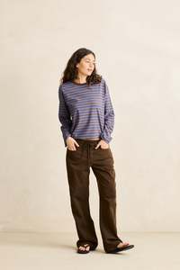 Womens T Shirts: Porto Stripe Long Sleeve Cafe