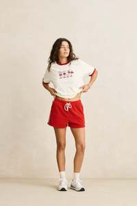 Womens T Shirts: Oceanview Ringer Tee Cherry