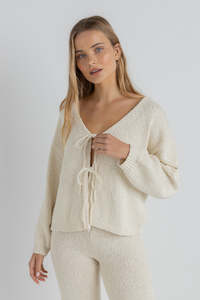 Womens Sale: Emmie Tie Front Knit Natural