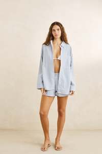 Womens Overswim: Vista Stripe Beach Short Blue