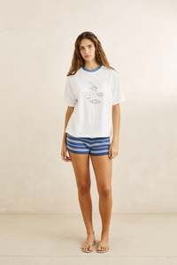 Womens Overswim: Vista Stripe Knit Short Dark Blue
