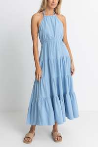 Womens Sale: Seacoast Halter Tiered Maxi Dress Sky