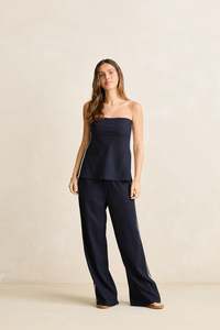 Womens Best Sellers: Contrast Linen Track Pant Ocean