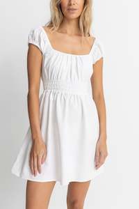 Womens Clothing Sale: Washed Out Cap Sleeve Mini Dress White