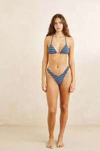 No Discount: Vista Stripe Slide Tri Top Dark Blue