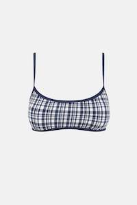 Womens Swim Sale: London Check Crop Top Navy