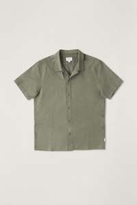 Mens New Arrivals: Classic Linen Ss Shirt Forest Green
