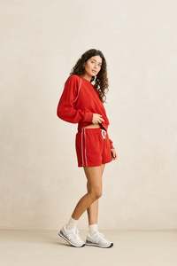 Womens New Arrivals: Pipe Polar Fleece Short Cherry