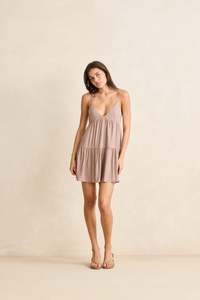Womens New Arrivals: Classic Tiered Mini Dress Taupe