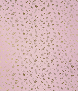 Products: PRINTED GLOSS WRAPPING PAPER TINY GOLD SPRIGS BLUSH - Ribbon & Blues
