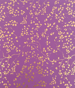 Products: PRINTED GLOSS WRAPPING PAPER GOLDEN BRANCHES AMETHYST - Ribbon & Blues