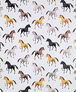 Products: WILD HORSES - PRINTED GLOSS WRAPPING PAPER - Ribbon & Blues