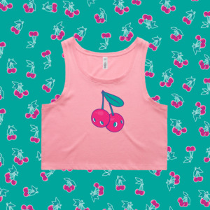 Products: FEMALE'S PINK CROP SINGLET - Rice Rice Baby