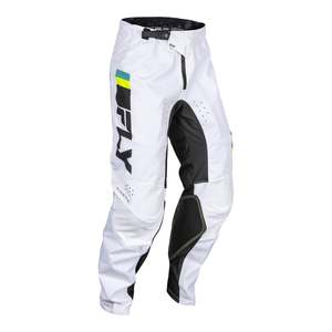Off-Road Pants: FLY Racing Kinetic Prix Pants - White / Black / Hi-Vis