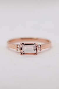 East-West Morganite and Diamond Ring