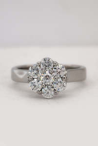 Platinum Moissanite Cluster Ring