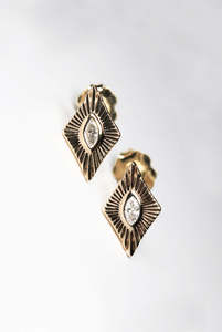 Marquise diamond gold studs