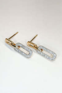 Paperclip diamond cluster earrings