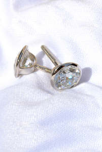 Earrings: White Gold Bezel Set Lab Diamond Studs