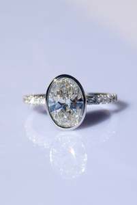 Rings: Oval Lab-Grown Rubset Diamond Ring
