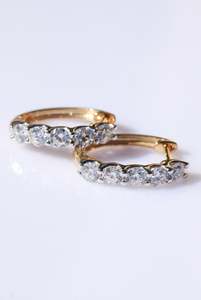 Earrings: Yellow Gold Lab-Grown Diamond Hoops