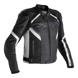 Streetbike Jackets: RST SABRE CE LEATHER JACKET [BLACK/WHITE]