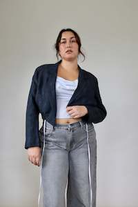 Products: Navy Checkered Grace Bomber