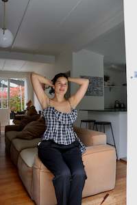 Products: Black Ruby Pleat Top