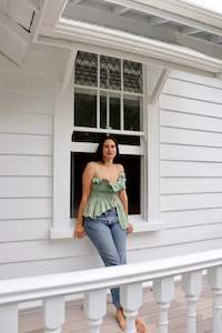 Products: Green Ruby Pleat Top M