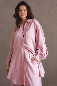 Calin Long Sleeve Oversized Shirt - Rose