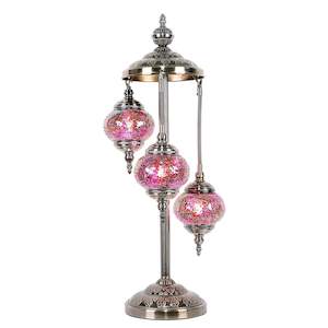 Rivendell Lamps And Lighting Solutions: Pink Three Tier Luxury Turkish Mosaic Lamp