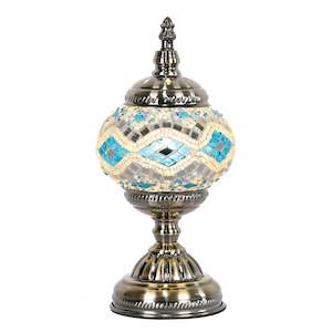 Rivendell Lamps And Lighting Solutions: Sky Blue Round Turkish Mosaic Lamp