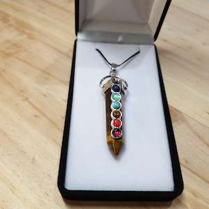 Crystal Point Pendants: Tiger’s Eye Chakra point pendant