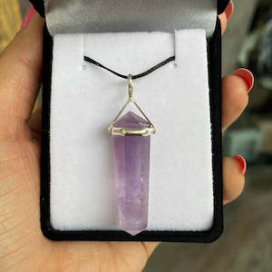 Amethyst silver point pendant