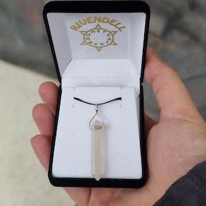 Crystal Point Pendants: Rose quartz aura silver point pendant