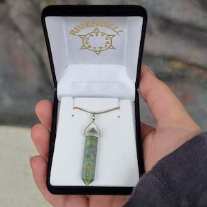 Crystal Point Pendants: Ruby & zoisite silver point pendant