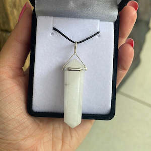 Crystal Point Pendants: Snow quartz silver point pendant