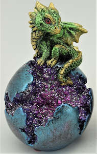 Dragons: Green Baby Dragon on Hatched Egg