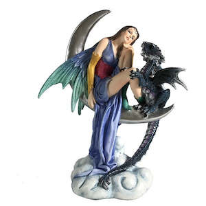 Fairies: Fairy with Dragon on Moon