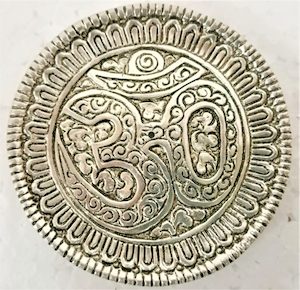 White Metal Round OM Incense Holder