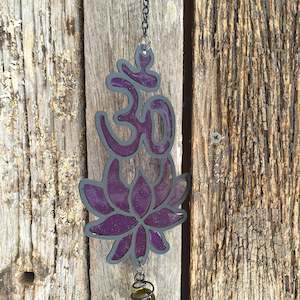 Om Crystal purple Windchime