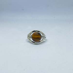 Sterling Silver Jewellery: Tiger's Eye 925 Sterling Silver Ring w Spiral
