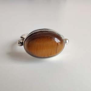 Stirling Silver Rings: Tiger's Eye Oval 925 Sterling Silver Ring
