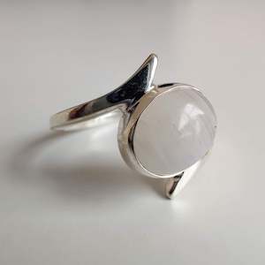 Stirling Silver Rings: Moonstone Twist 925 Sterling Silver Ring