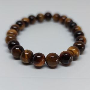 Popular Add Ons: Tiger's Eye Round Bead Crystal Bracelet