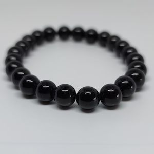 Popular Add Ons: Black Obsidian Round Bead Crystal Bracelet
