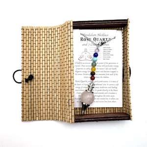 Rose Quartz: Pendulum Necklace- Rose Quartz with Chakra Beads