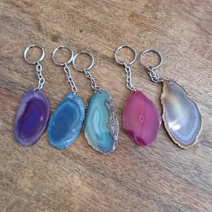 Crystal Pieces: Agate slab keychains - ASSORTED
